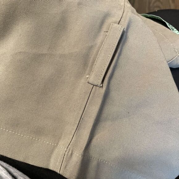 AARON & AMBER Pleated Flowy Wide Leg Pants Large High Rise Paperbag Green Tan - Picture 7 of 8